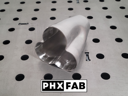 1 7/8" Inlet 2 1/8" Outlet 3 Into 1 Weld On Merge Collector 304 Stainless Steel