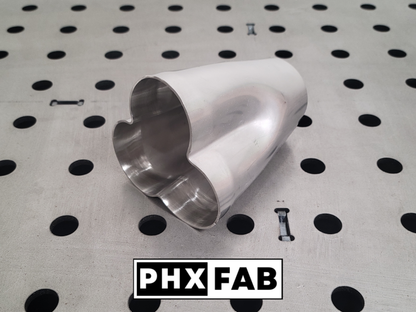 1 7/8" Inlet 2 1/8" Outlet 3 Into 1 Weld On Merge Collector 304 Stainless Steel