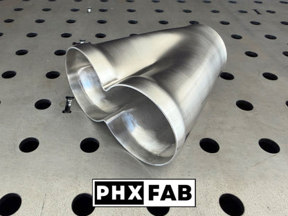 2 1/2" Inlet 2 1/2" Outlet 2 Into 1 Weld On Merge Collector 304 Stainless Steel
