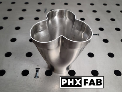 1 1/2" Inlet 2 1/4" Outlet 3 Into 1 Weld On Merge Collector 304 Stainless Steel