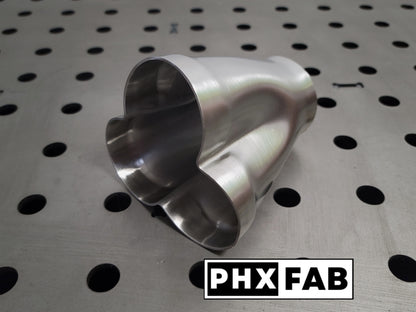 1 1/2" Inlet 2 1/4" Outlet 3 Into 1 Weld On Merge Collector 304 Stainless Steel