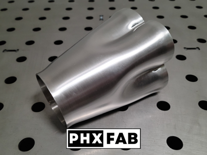 1 7/8" Inlet 2 7/8" Outlet - Short 4" Length - 4 Into 1 Weld On Merge Collector 304 Stainless Steel