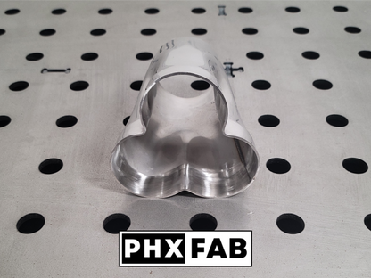1 7/8" Inlet 2 1/8" Outlet 3 Into 1 Weld On Merge Collector 304 Stainless Steel