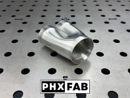 1 3/4" Inlet 2 1/4" Outlet 2 Into 1 Weld On Merge Collector 304 Stainless Steel