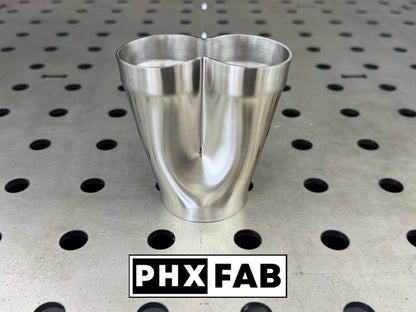 1 3/4" Inlet 2 1/4" Outlet 2 Into 1 Weld On Merge Collector 304 Stainless Steel