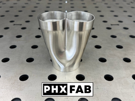 1 3/4" Inlet 2 1/4" Outlet 2 Into 1 Weld On Merge Collector 304 Stainless Steel
