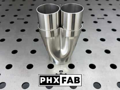 2" Inlet 2 1/4" Outlet 2 Into 1 Weld On Merge Collector 304 Stainless Steel