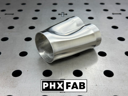 2" Inlet 2 1/4" Outlet 2 Into 1 Weld On Merge Collector 304 Stainless Steel